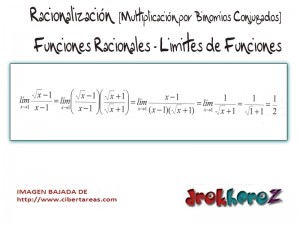 Racionalizacion multiplicacion por binomios conjugados Funciones Racionales Limites de funciones Calculo Diferencial