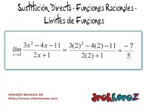 Sustitucion Directa Funciones Racionales Limites de Funciones Calculo Diferencial