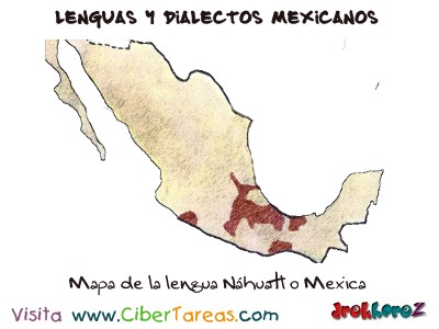 Mapa de la lengua Náhuatl o Mexica-Lenguas y Dialectos Mexicanos