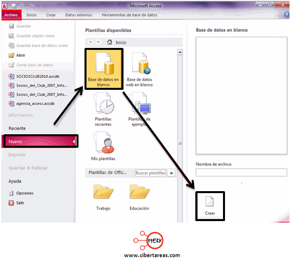 Creacion De Una Base De Datos En Access Herramientas Informaticas Cibertareas