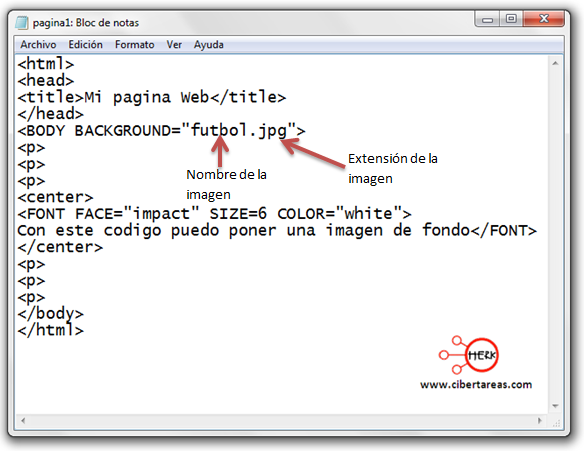 ayer Destello paralelo Código para insertar una imagen de fondo en HTML – Herramientas  informáticas – CiberTareas