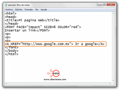 manual de html codigo para insertar un link