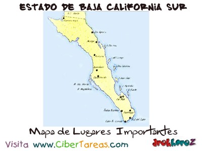 Mapa de los Lugares Importantesl - Estado de Baja California Sur