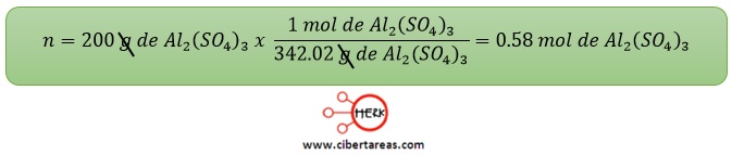 ejemplo del calculo de la cantidad de moles quimica 2
