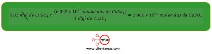 ejemplo del calculo de la cantidad de moles quimica 8
