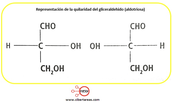 representacion de la quilaridad del gliceraldehido
