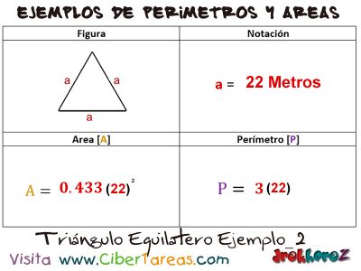 Triangulo Equilatero  Ejemplos de Perimetros y Areas