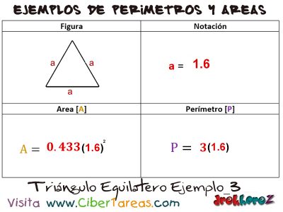Triangulo Equilatero  Ejemplos de Perimetros y Areas