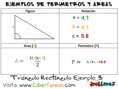 Triangulo Rectangulo  Ejemplos de Perimetros y Areas