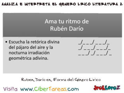 Ruben Dario en forma del gernero lirico Analiza e Interpreta el Genero Lirico en Literatura