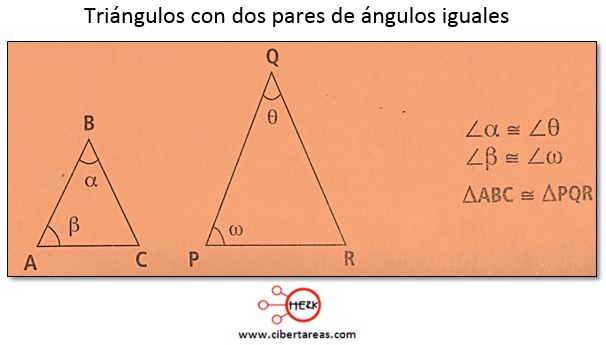 triangulos con dos pares de angulos iguales