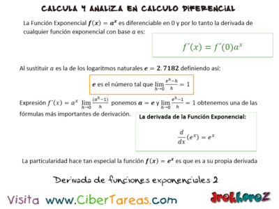 Derivadas de funciones exponenciales  Calculo Diferencial