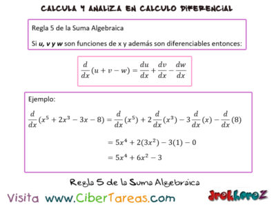 Regla  de la Suma Algebraica Calculo Diferencial