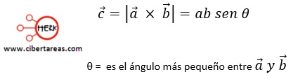 producto vectorial magnitud formula