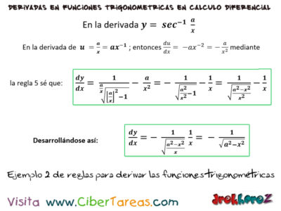 Ejemplo  de reglas para derivar las funciones trigonométricas Calculo Diferencial