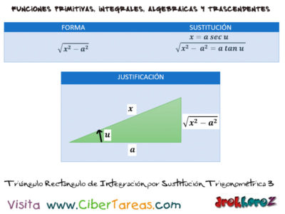 Triangulo rectangulo en la Integracion por sustitucion trigonometrica  Calculo Integral