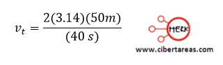 ejemplo del calculo de la velocidad lineal o tengencial