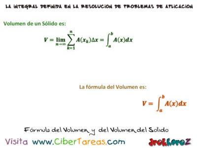 Formula del Volumen y del Volumen del Solido Calculo Integral