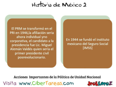 Acciones Importantes de la Politica de Unidad Nacional  en el Modernismo del Estado Mexicano Historia de Mexico