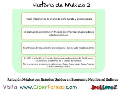 Relacion Mexico con Estados Unidos en Economia Neoliberal Salinas en Mexico Contemporaneo Historia de Mexico