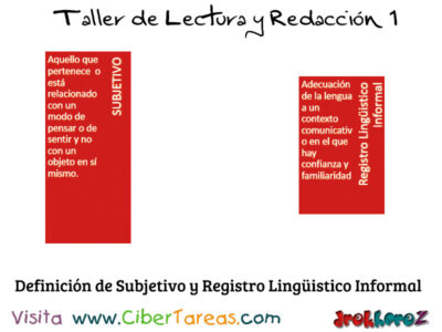 Definicion de Subjetivo y Registro Linguistico Informal Taller de Lectura y Redaccion