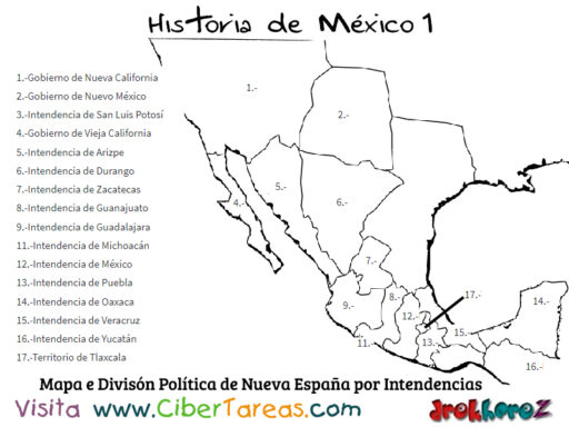 La división política de la nueva España por intendencias – Historia de México 1 0